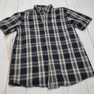 Carhartt Essentials relaxed fit black cream button down shirt tall short sleeve